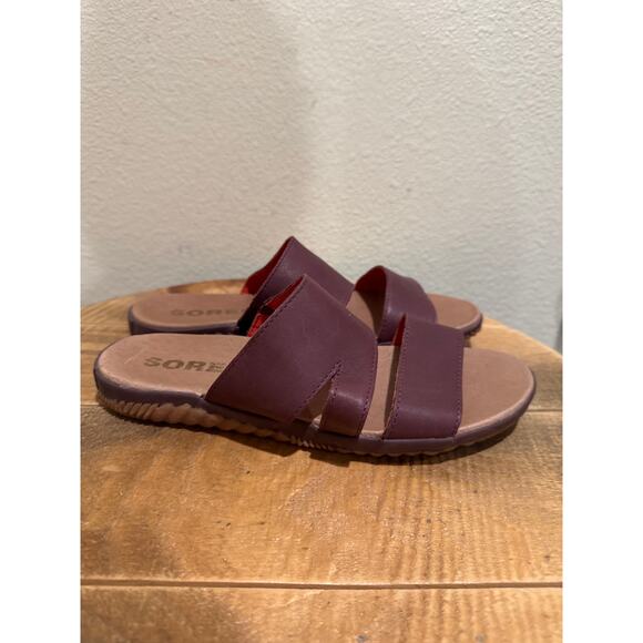 Sorel Women's Out N About Plus Slide burgundy size 9 - Picture 1 of 6